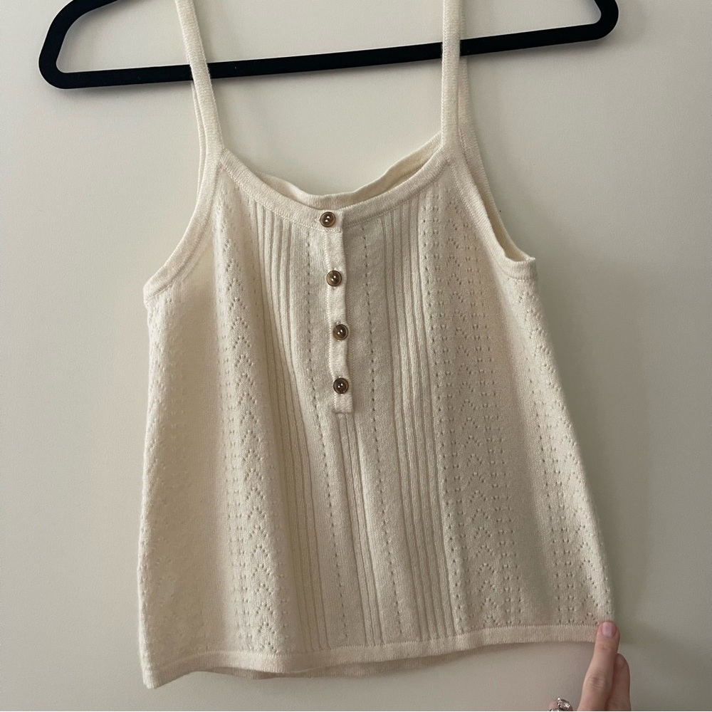 La Ligne Camille Pointelle-knit Cashmere Tank
